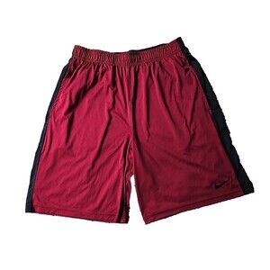 Nike Mens Dri-Fit Basketball Shorts Crimson Red Size L Mesh Pockets Athletic Gym